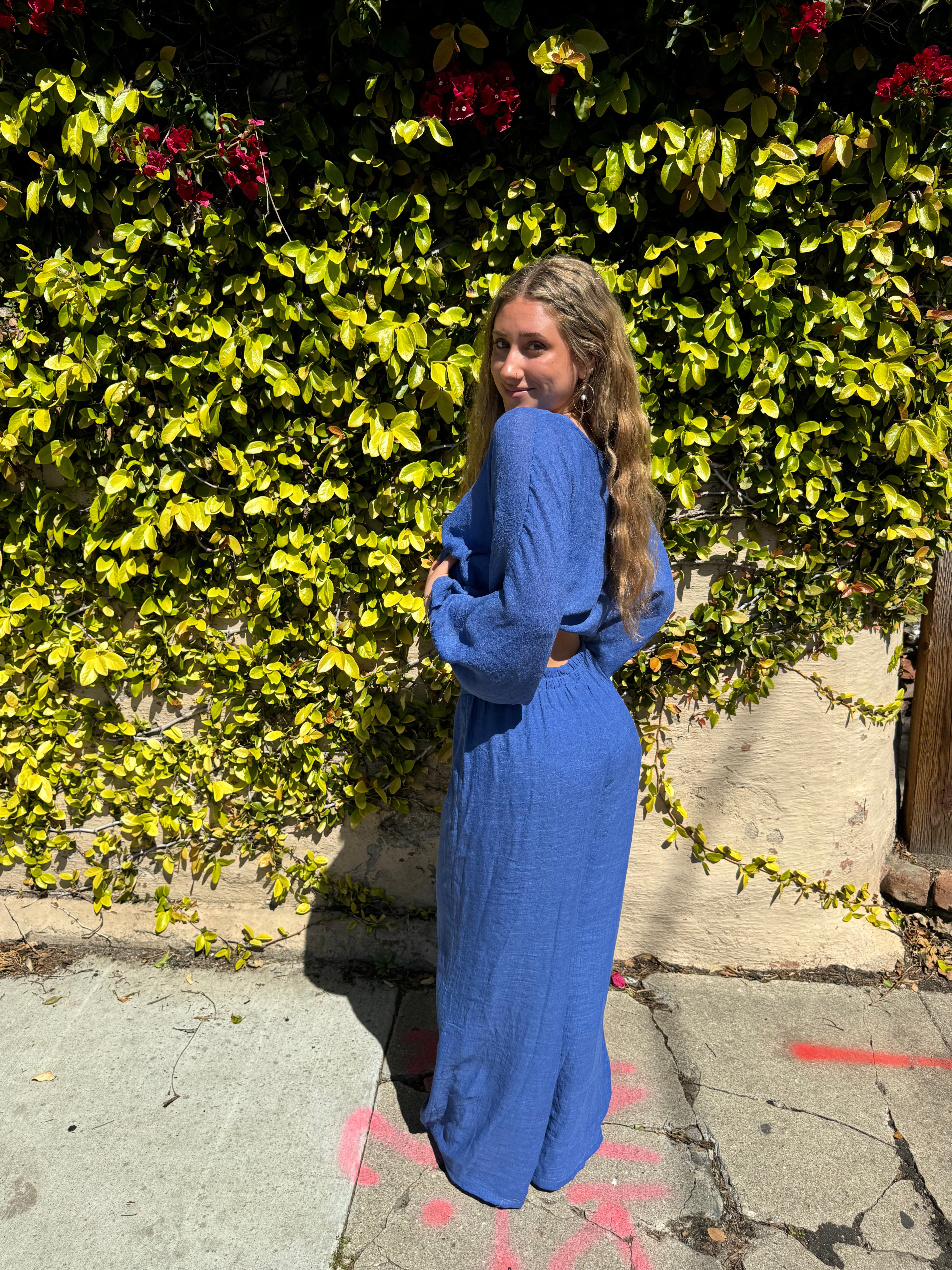 Flowy top with bell sleeves in Periwinkle