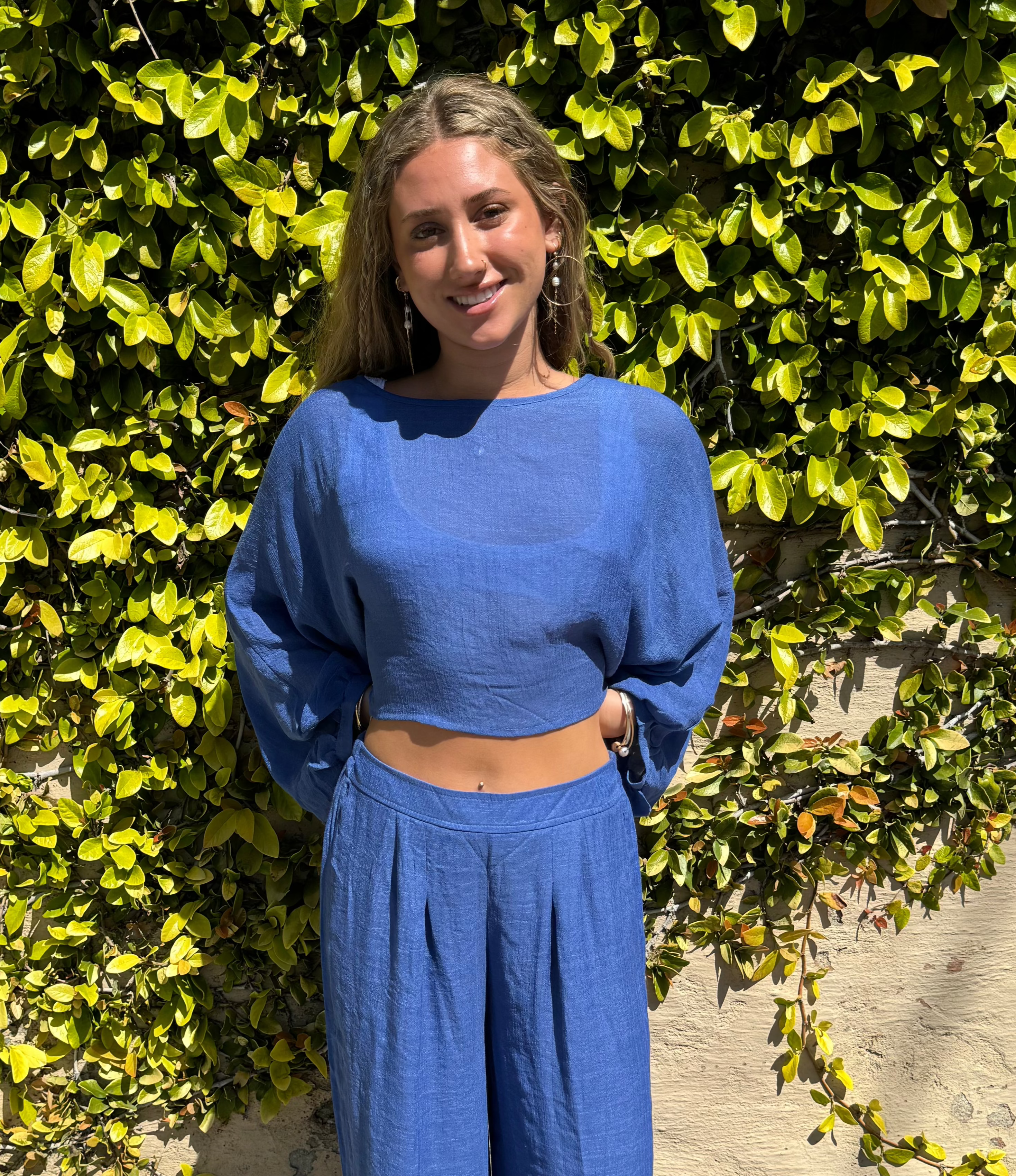 Flowy top with bell sleeves in Periwinkle