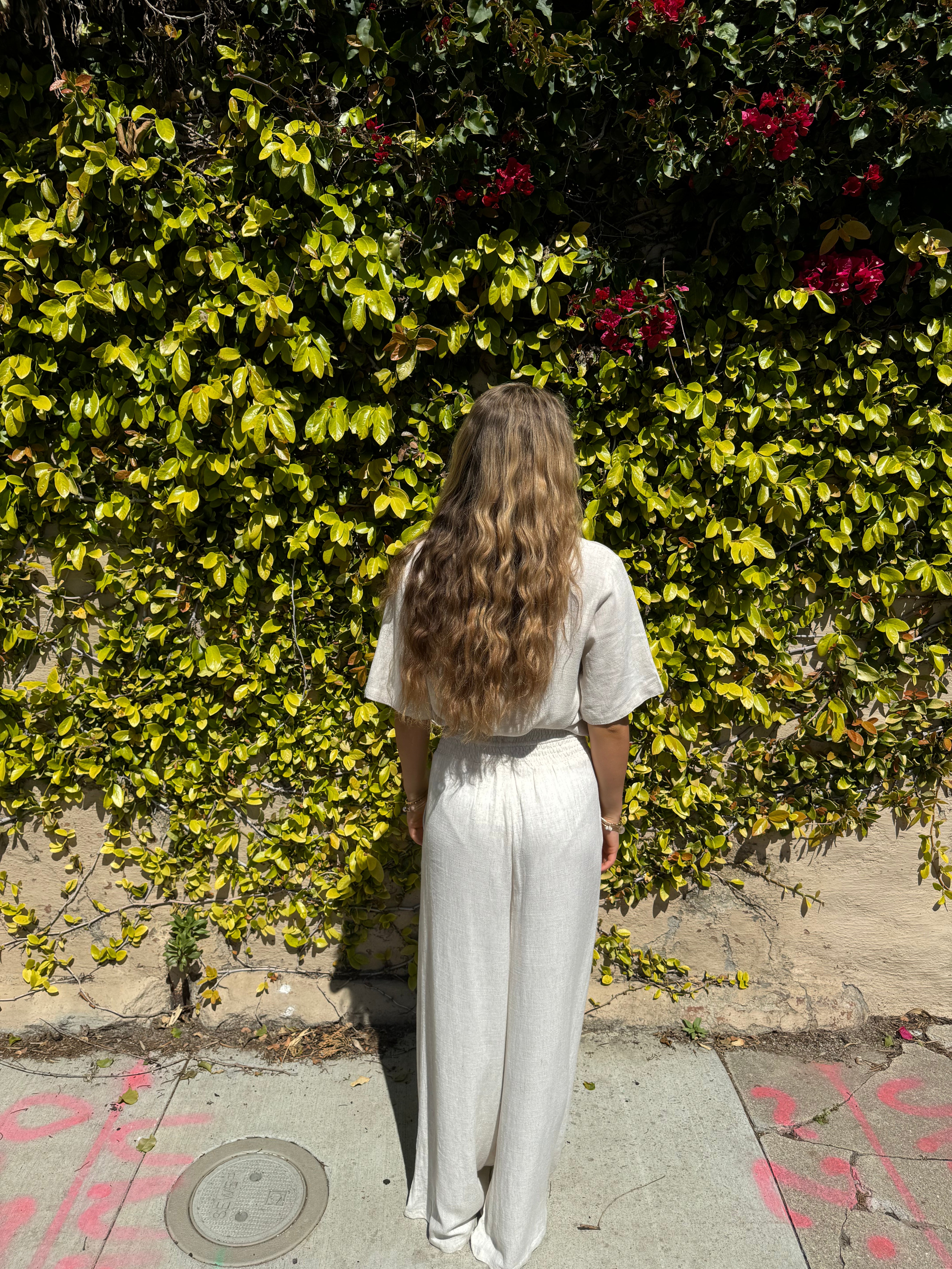 Collared button down bamboo shirt in Cream.
