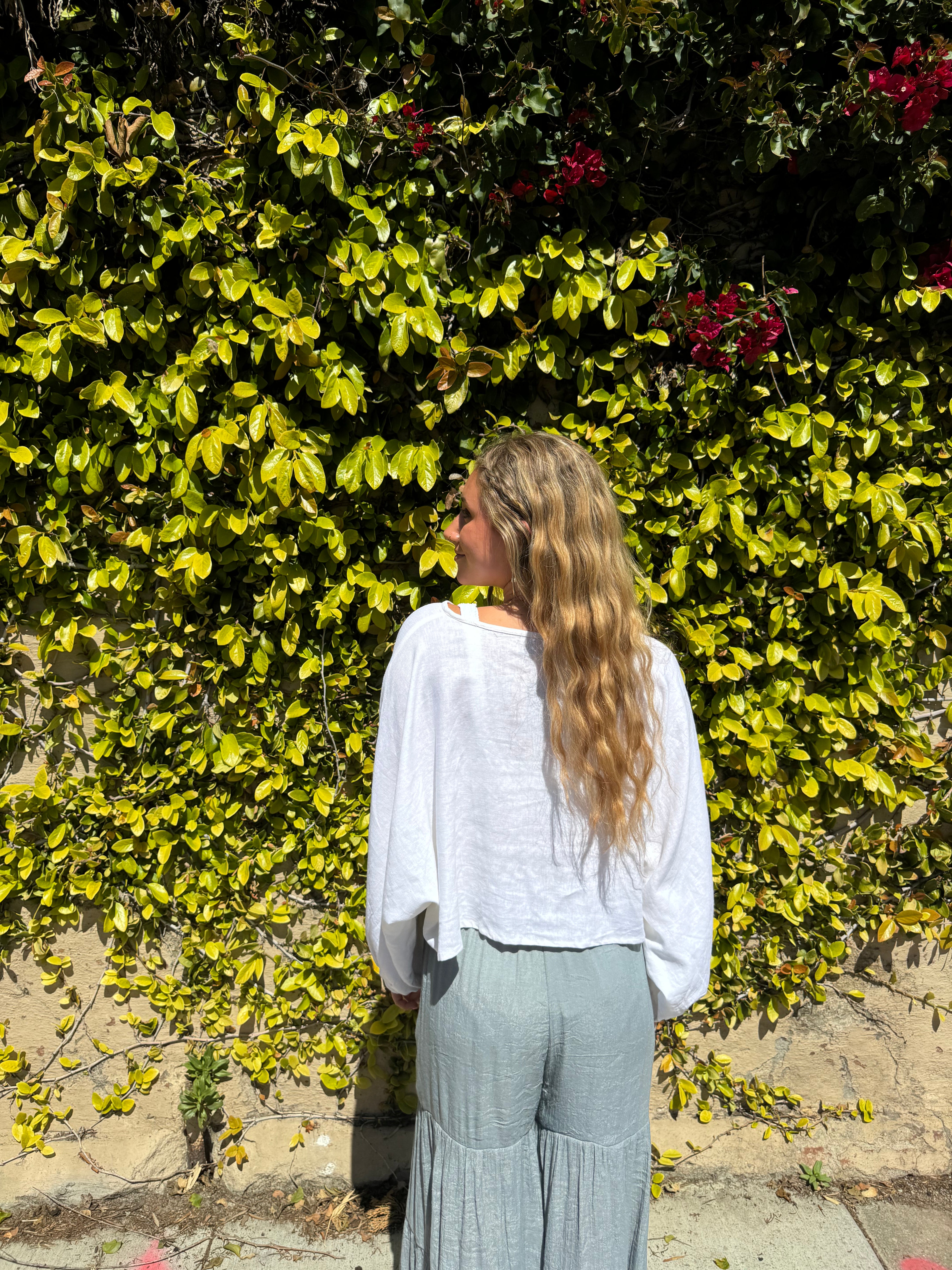 Flowy linen top in White.