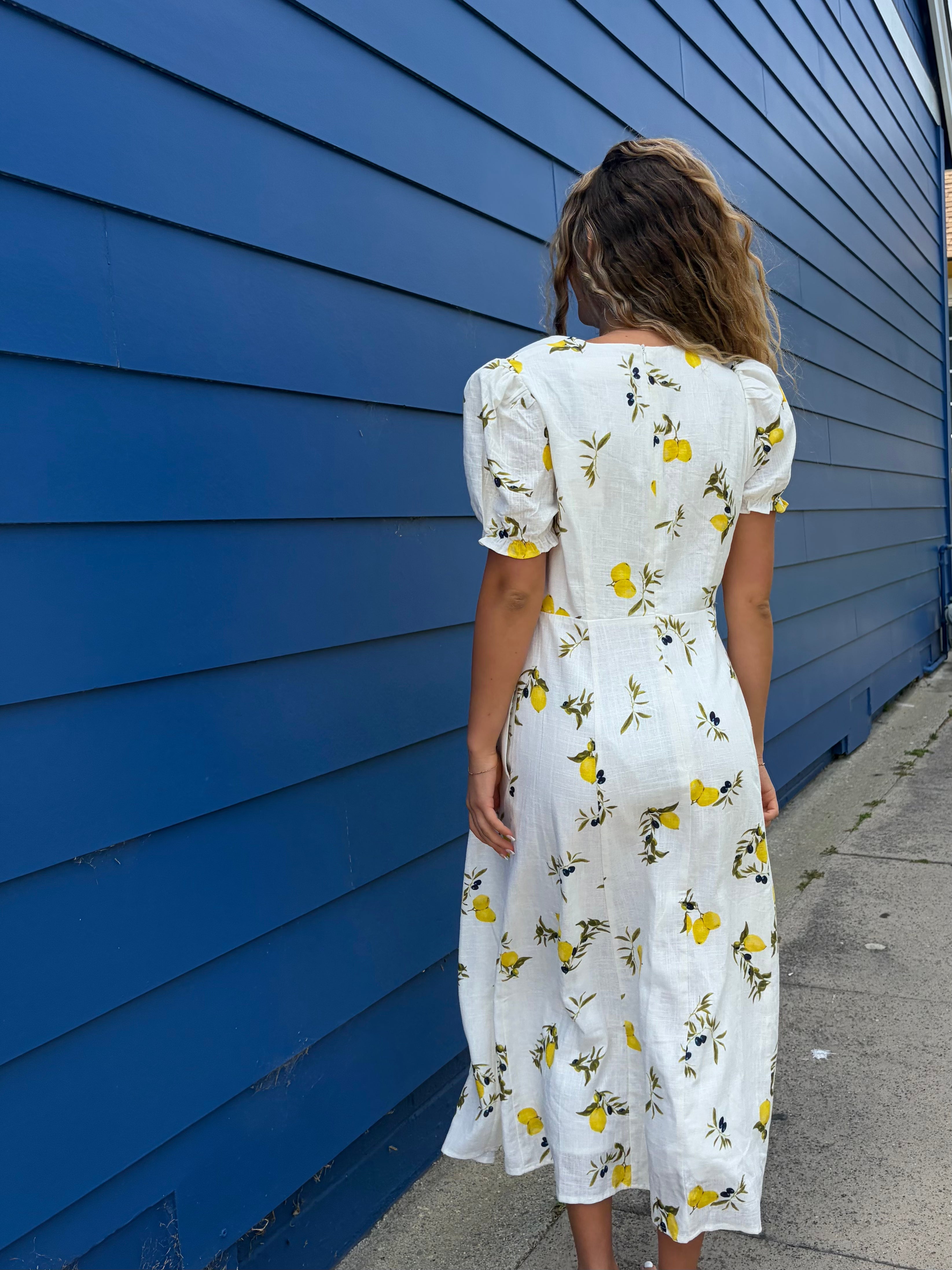 Floral print dress in white