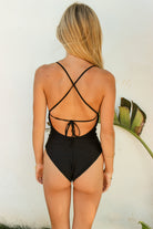 Scoop neck one piece with a racerback in Black