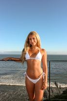 Ruched back bottoms with tie sides in White