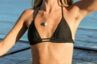 Adjustable triangle top with double straps in Black