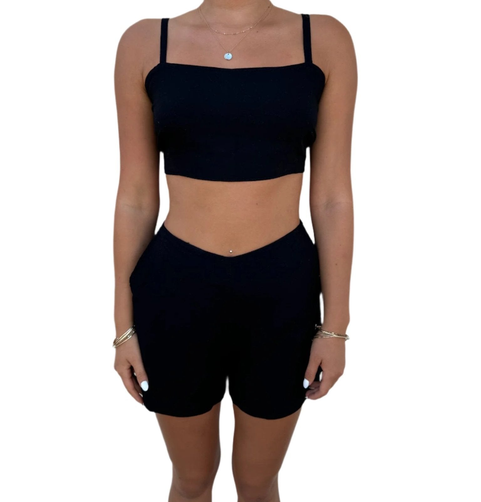Black cropped tank top
