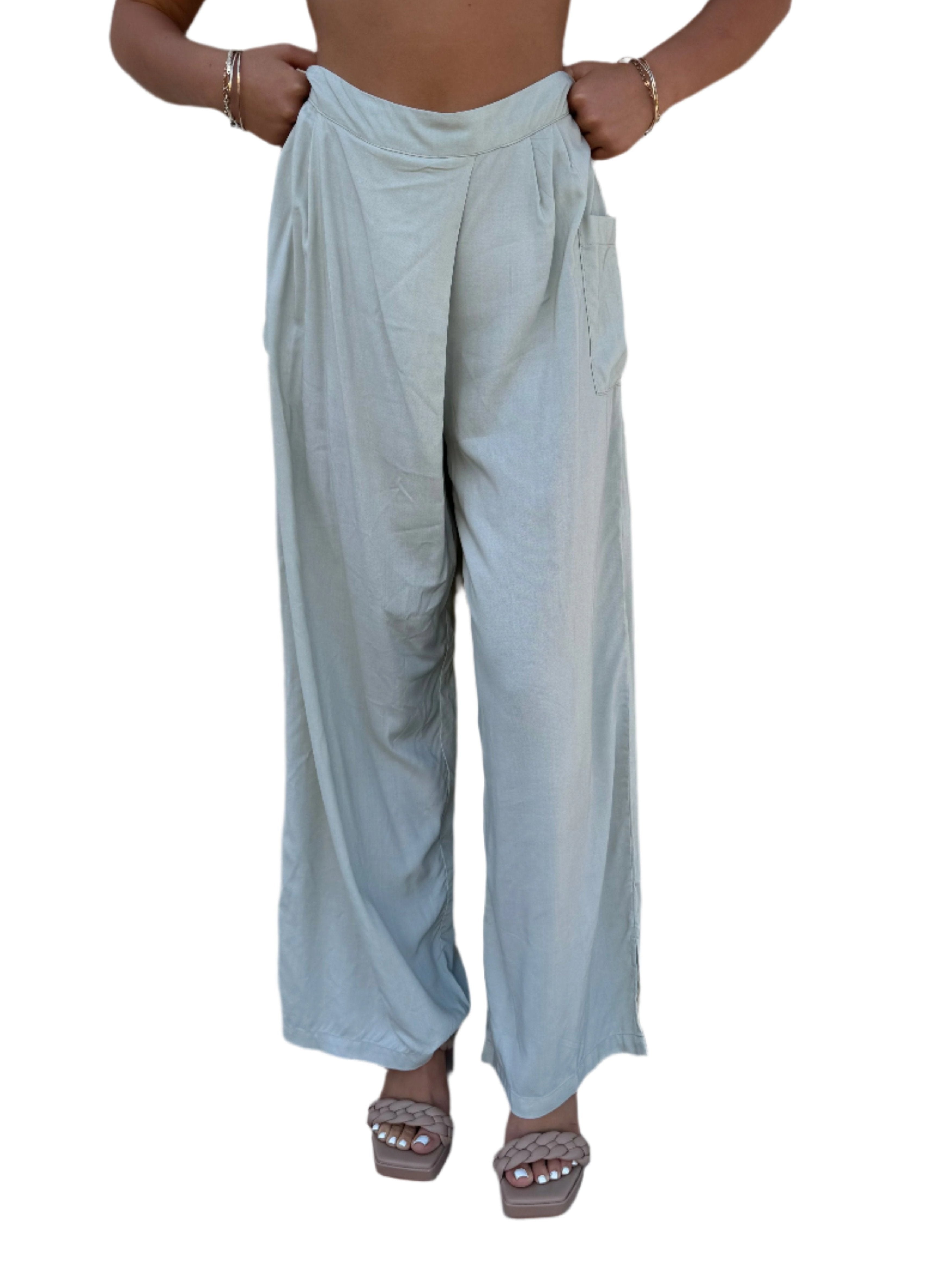 Wide leg gray pants