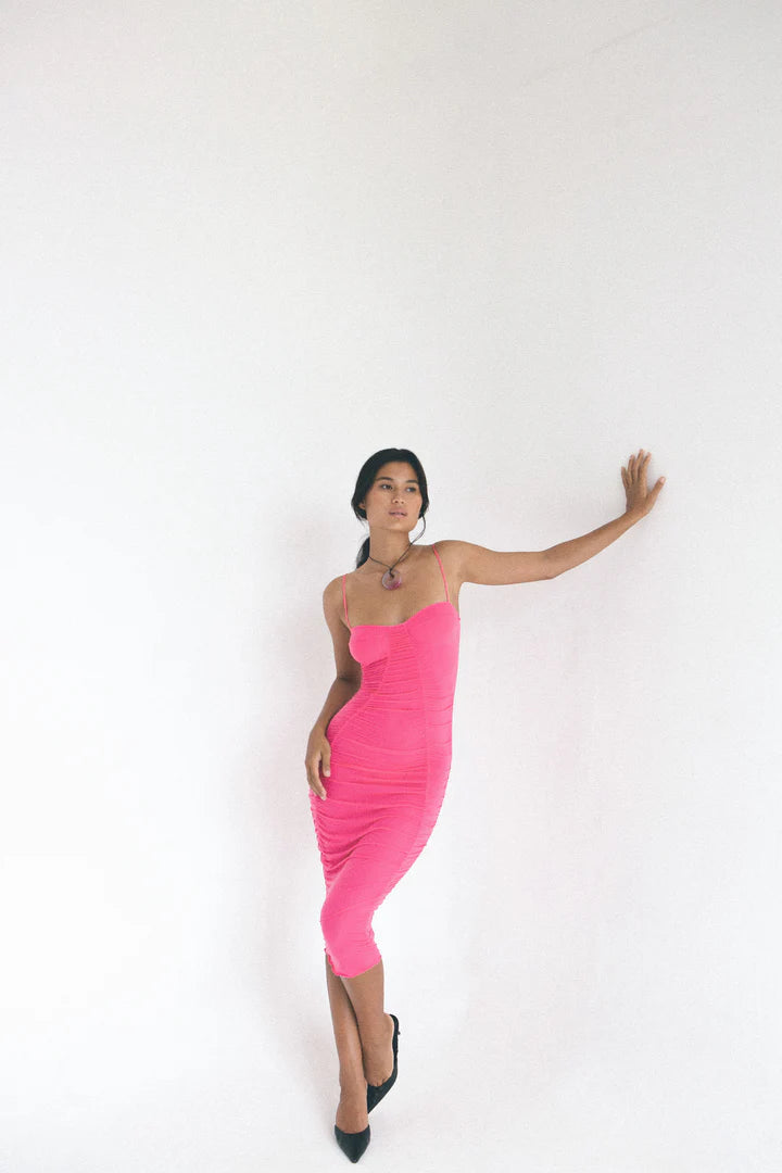 Pink Body Hugging Evening Dress