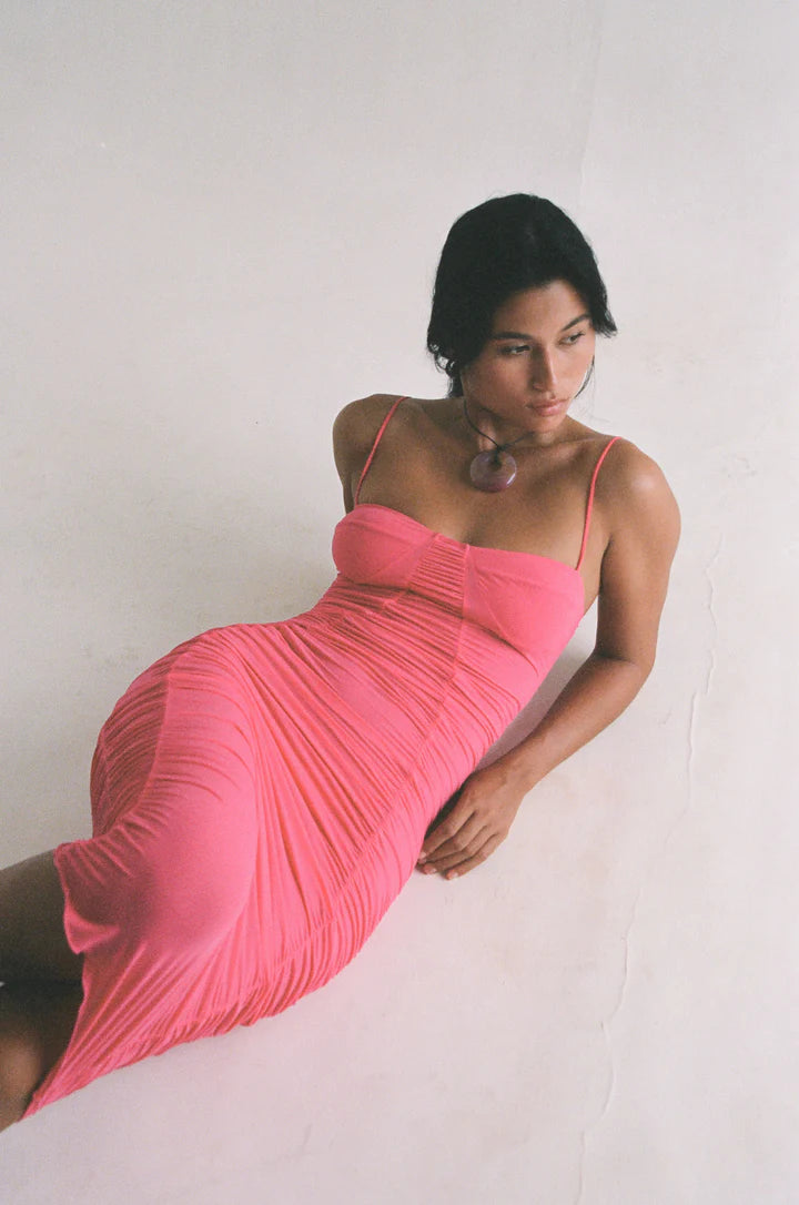 Pink Body Hugging Evening Dress