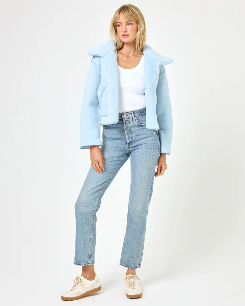 Reversible light blue jacket with cropped fit