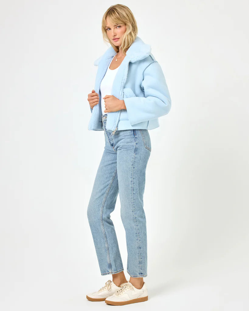 Reversible light blue jacket with cropped fit