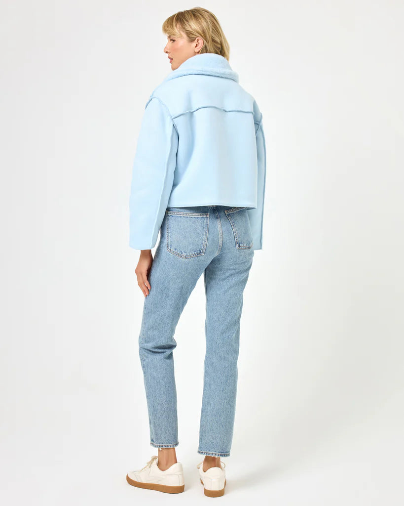 Reversible light blue jacket with cropped fit