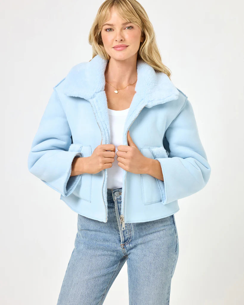 Reversible light blue jacket with cropped fit