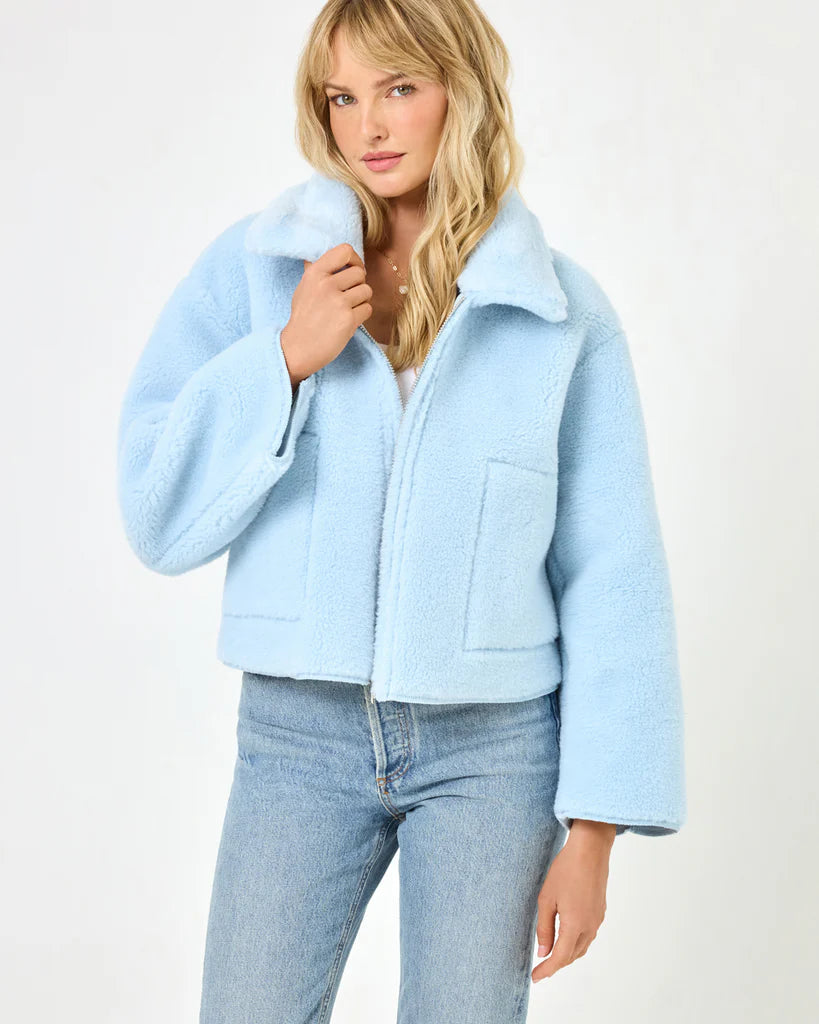 Reversible light blue jacket with cropped fit
