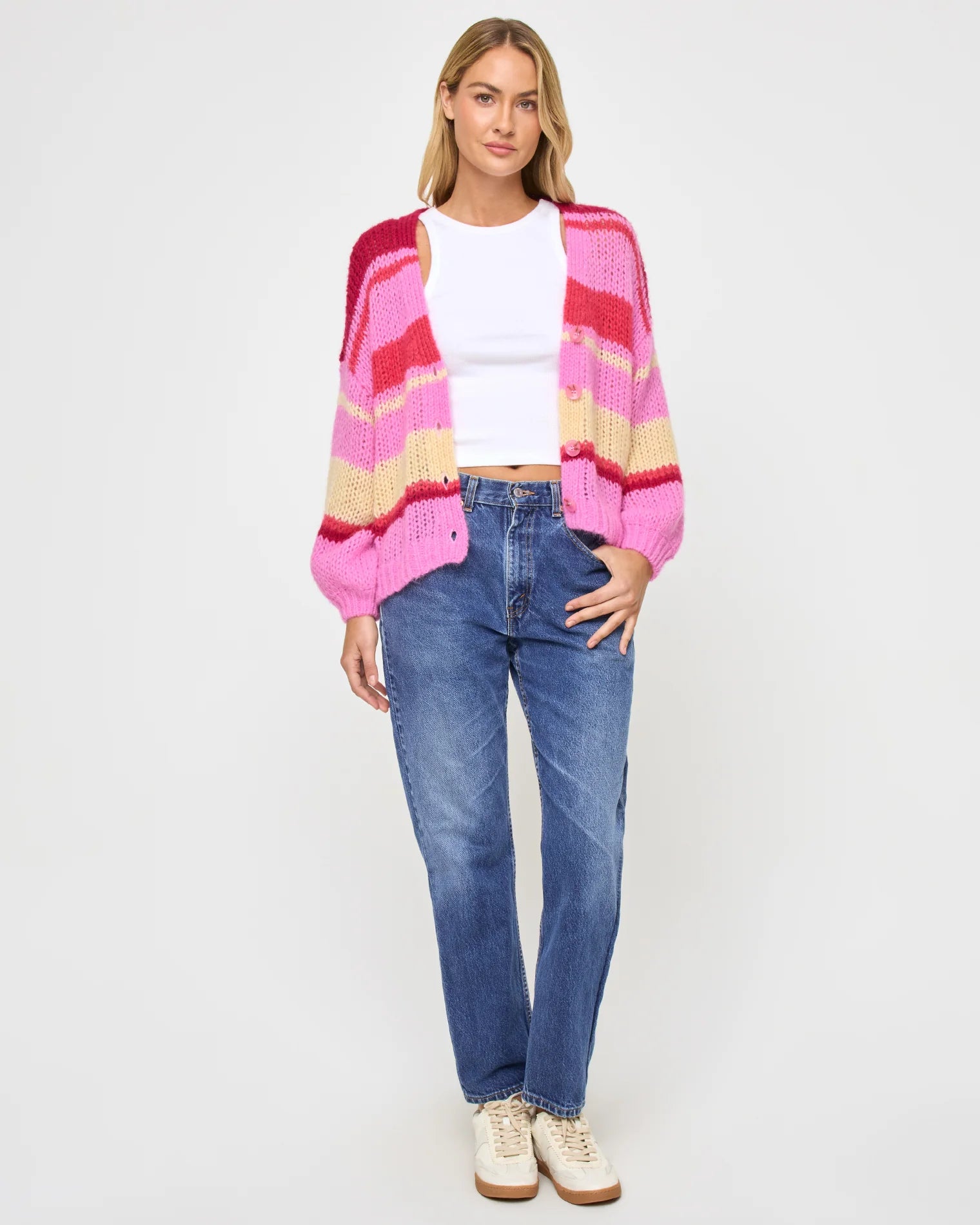 Cropped button down cardigan