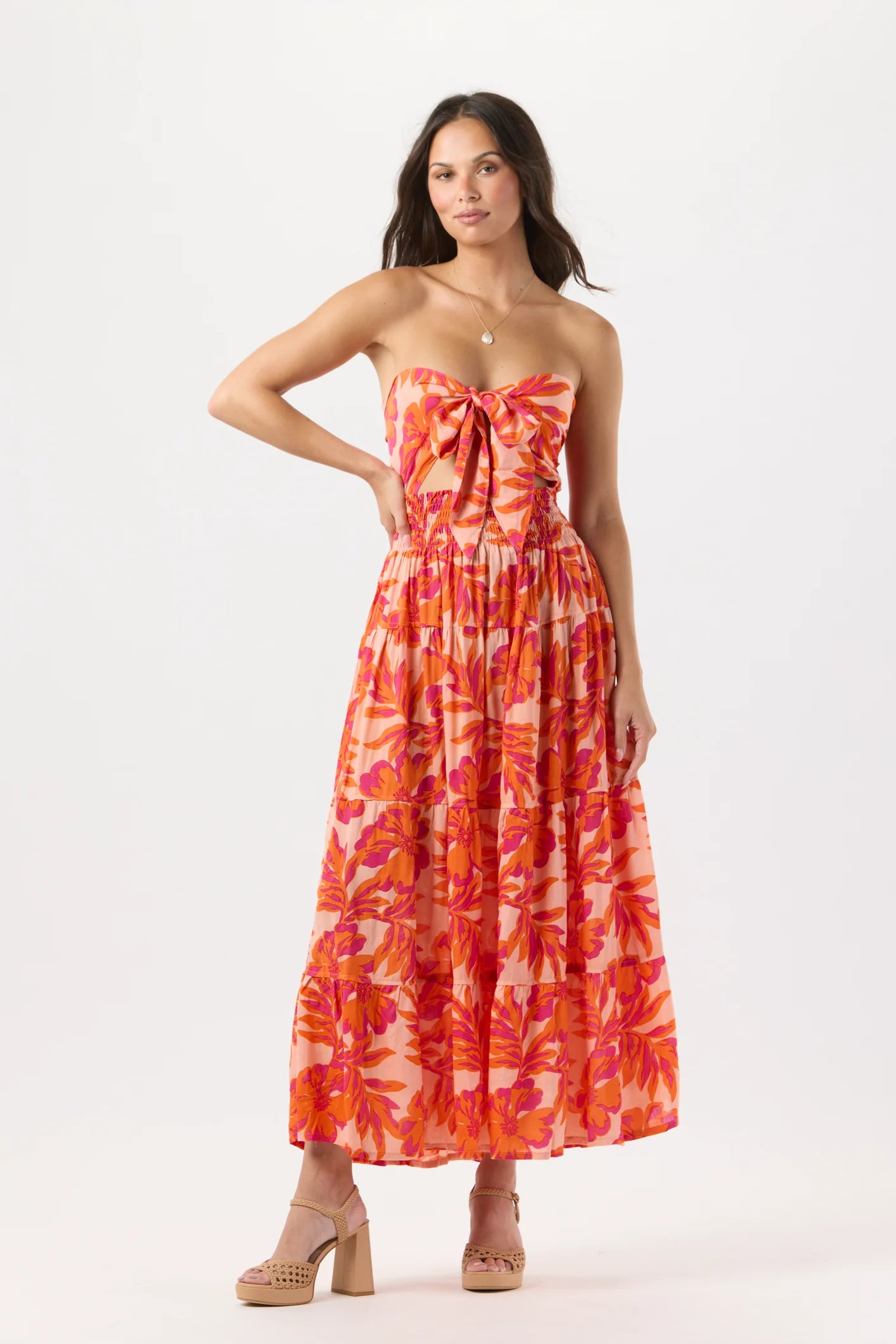 Strapless tie front one size dress