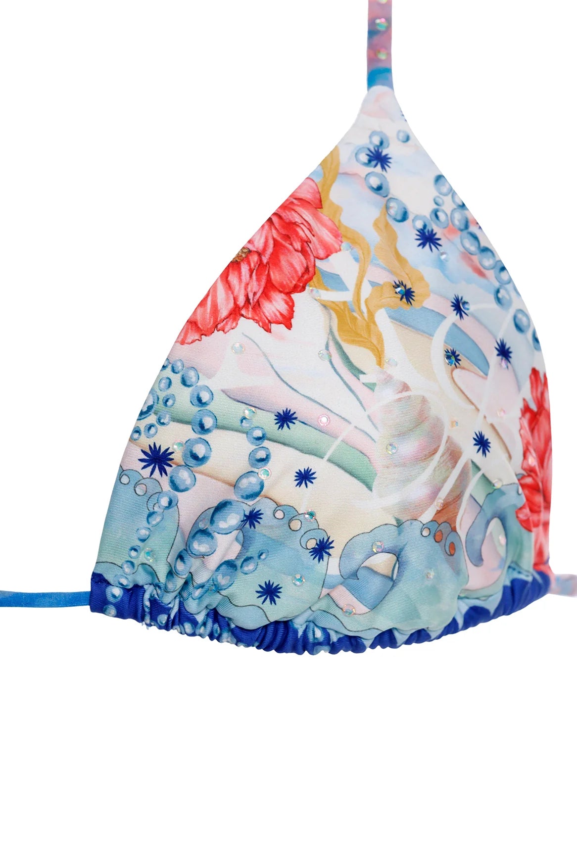 Beaded triangle top in a bright multicolor print