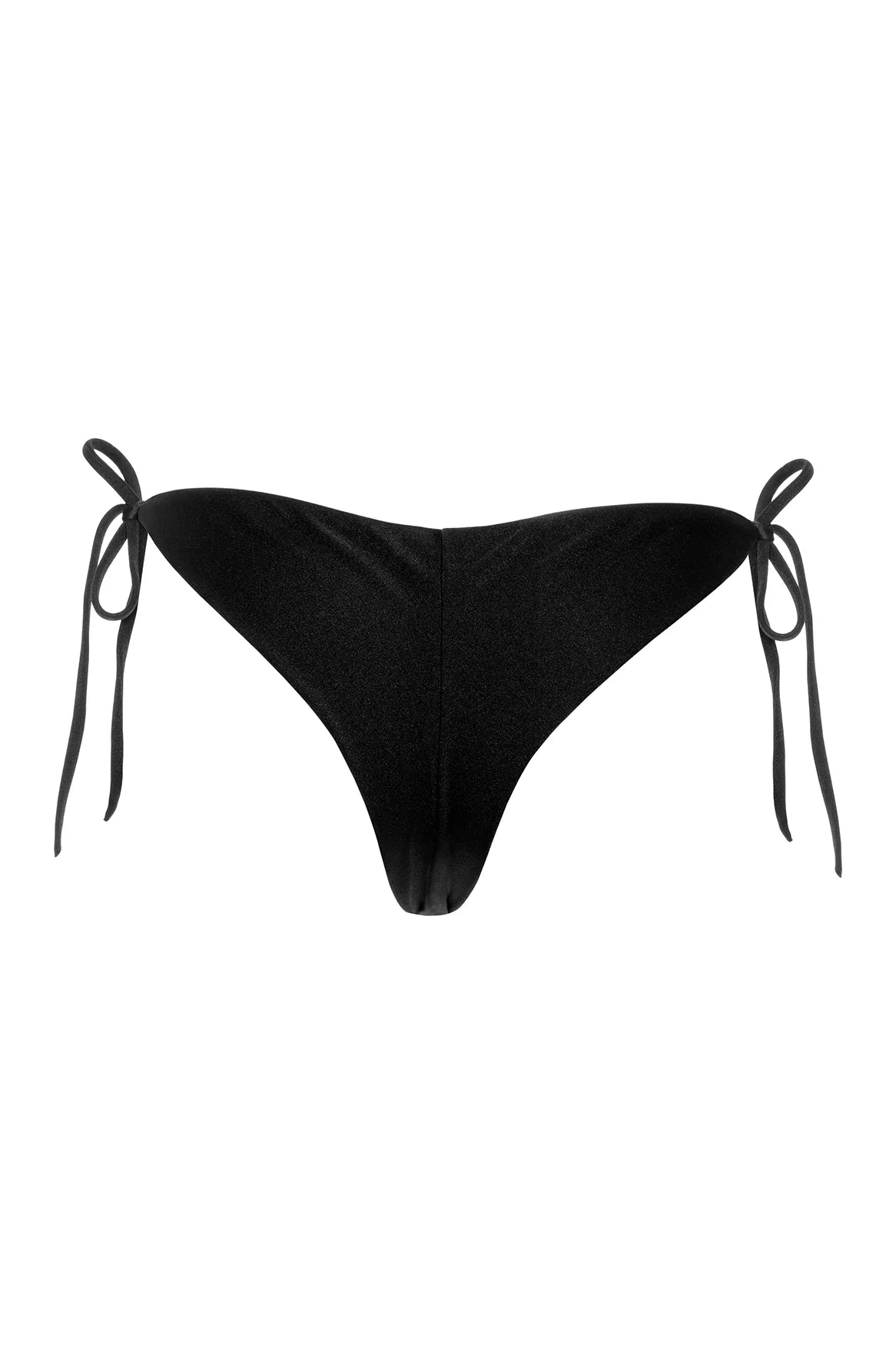 Minimal coverage black tie side bottom with decorative beaded trim