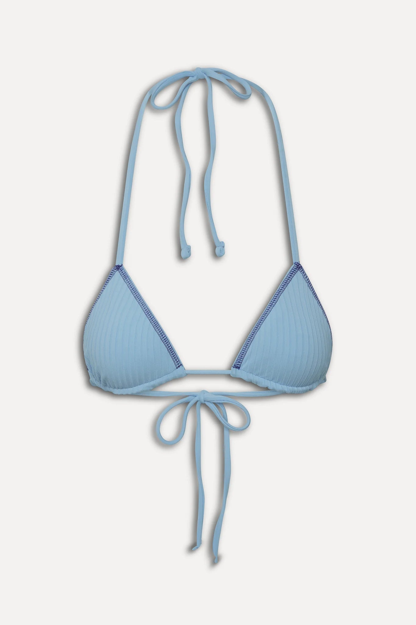 Ribbed triangle top with adjustable straps in light blue