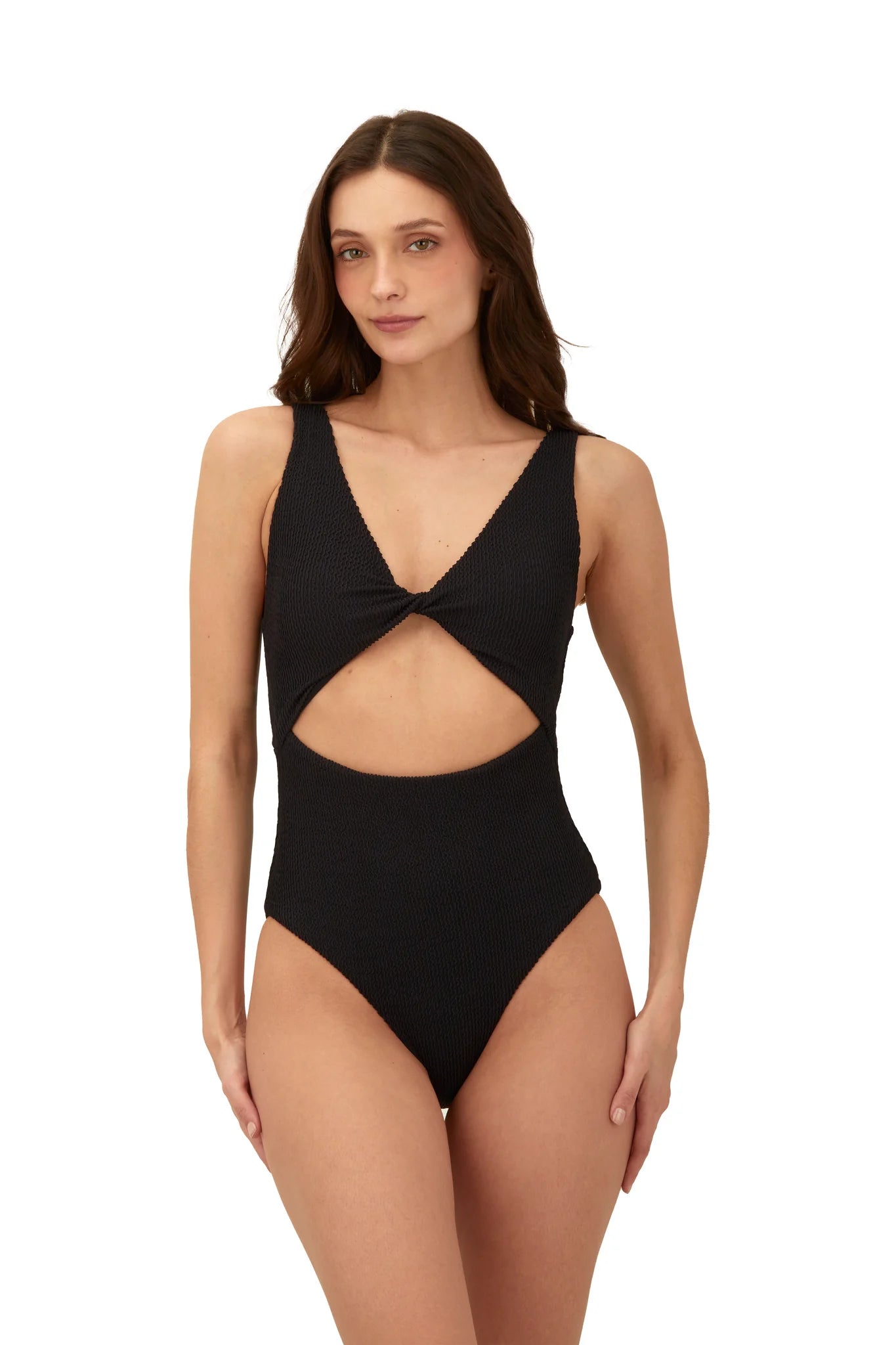 Textured Black Cutout One Piece