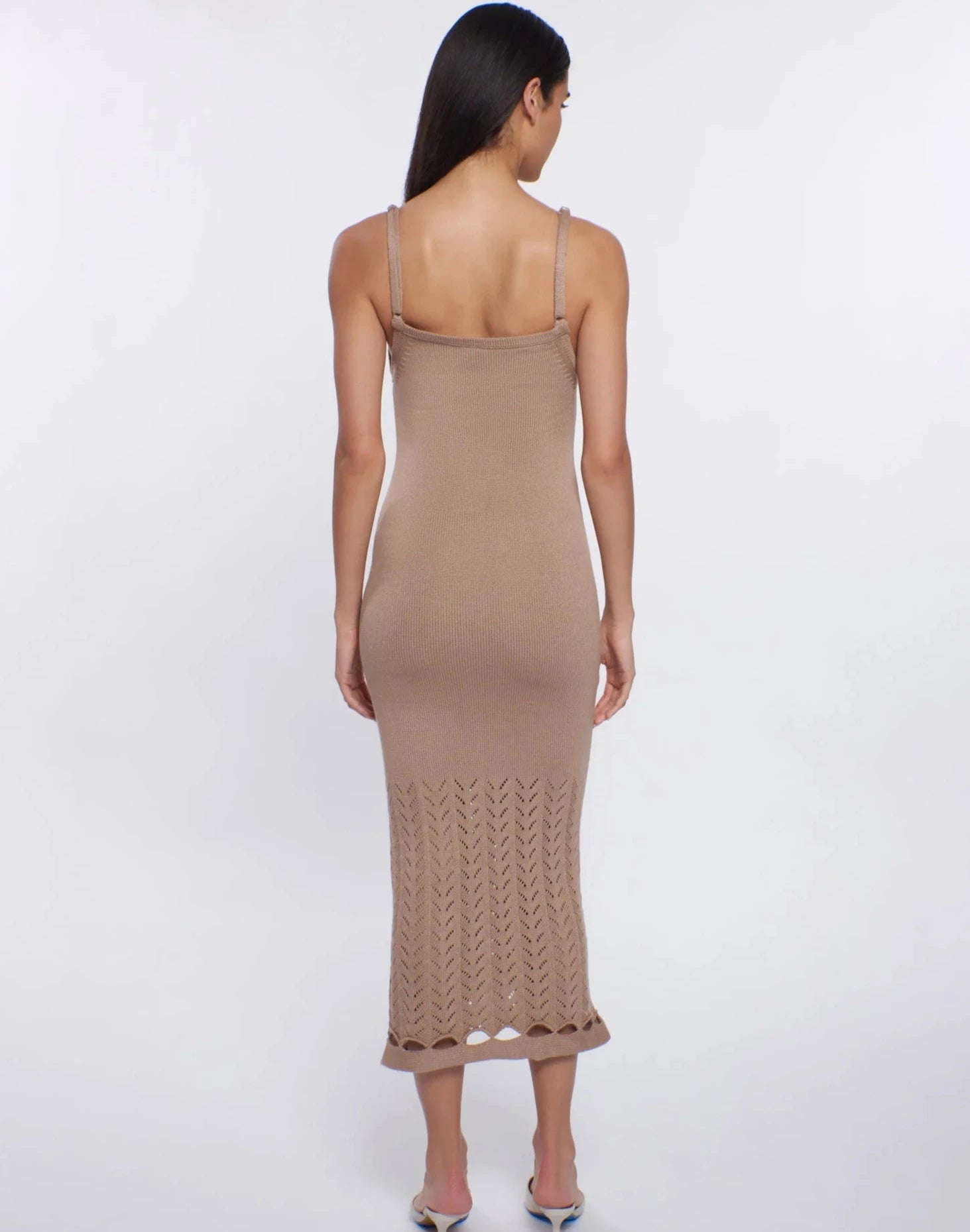 Light Brown Knit Midi Dress