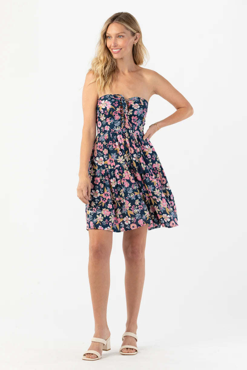 Floral Print Strapless Mini Dress