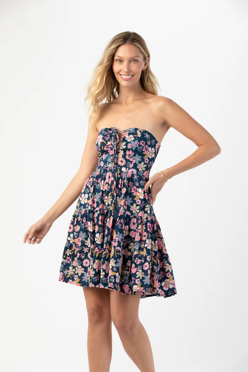 Floral Print Strapless Mini Dress