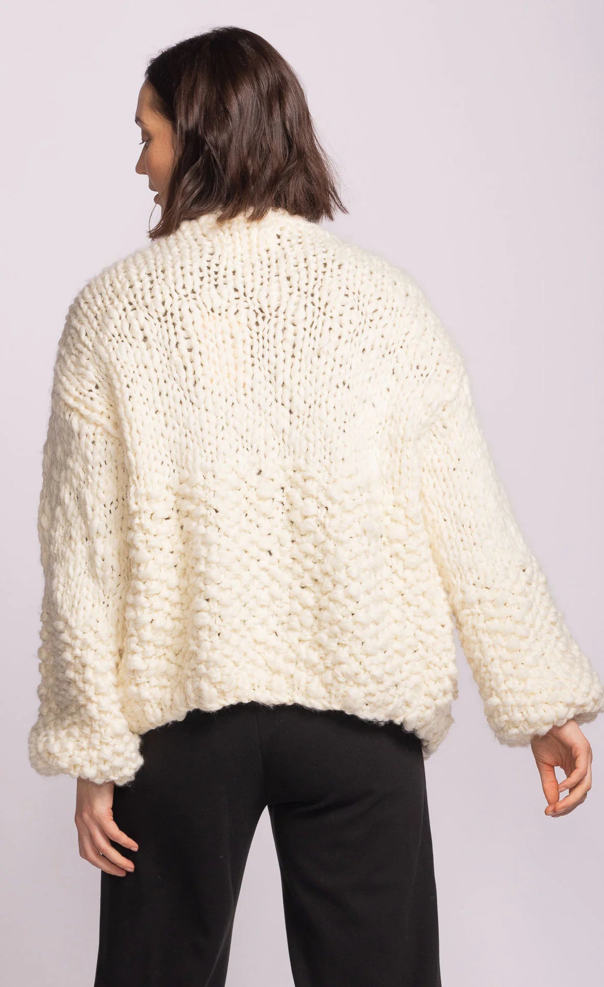Chunky knit cardigan in White