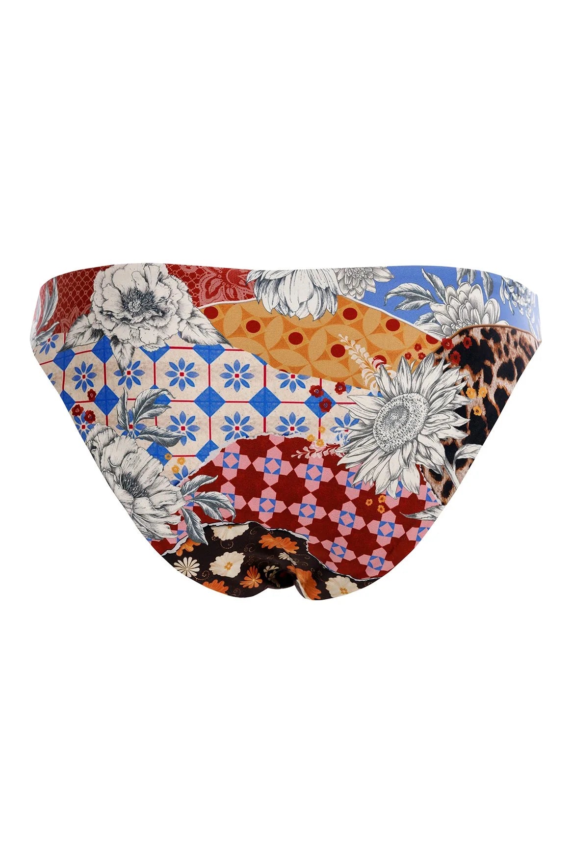 Full coverage bottom with multicolor print that reverses to cheetah print