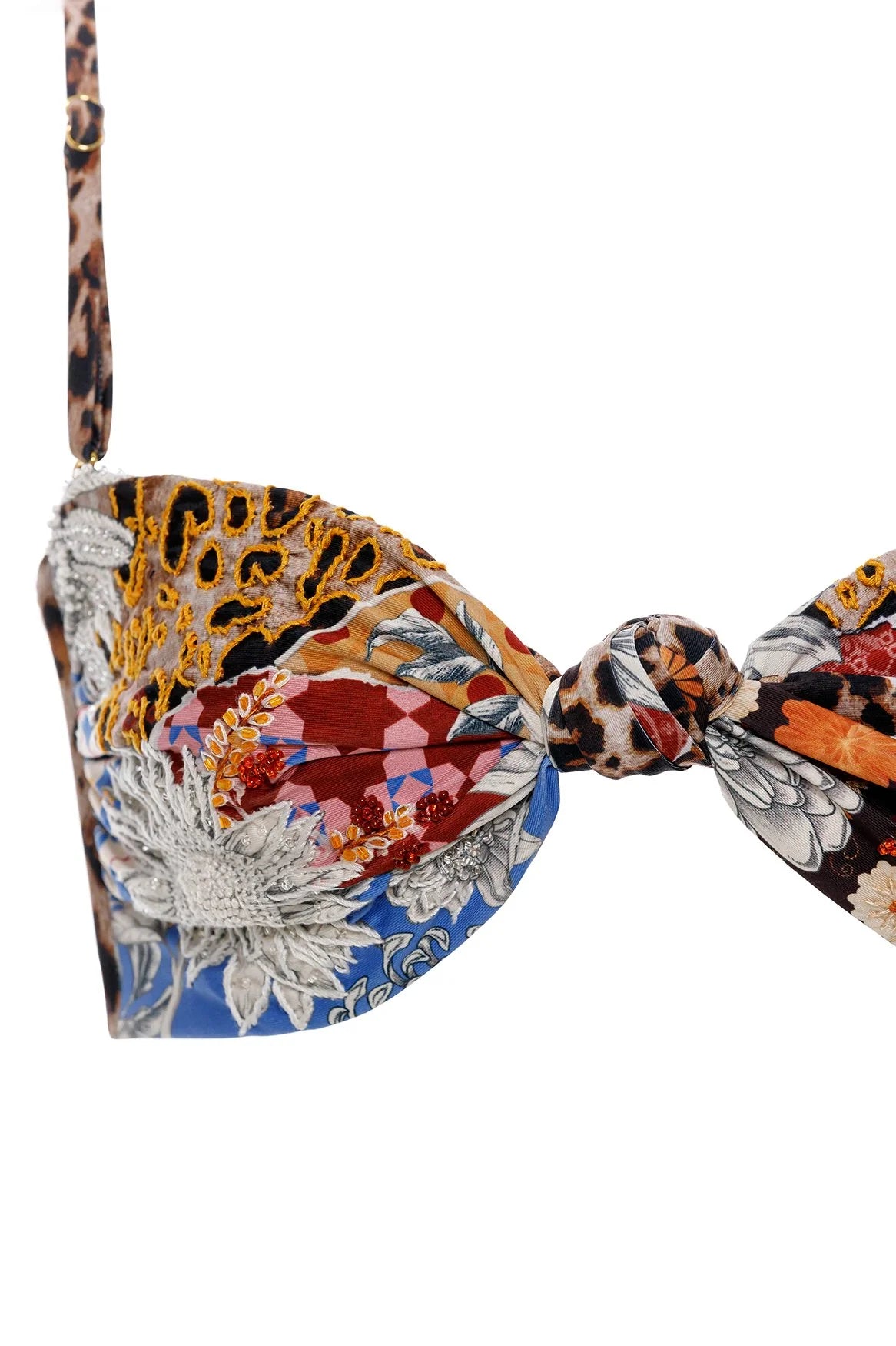 Knot front top with removable straps and a tie back