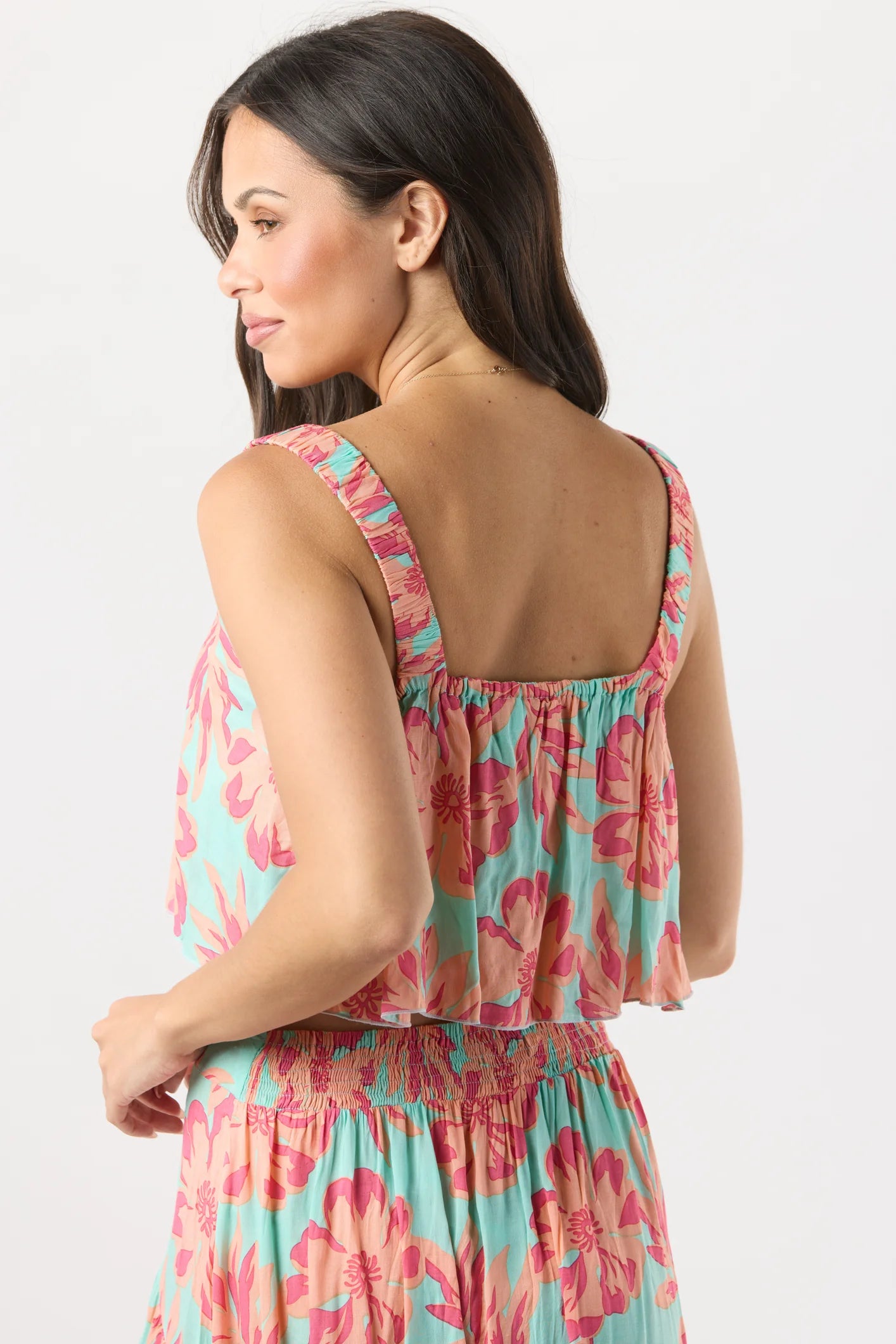 Crop top in colorful floral print