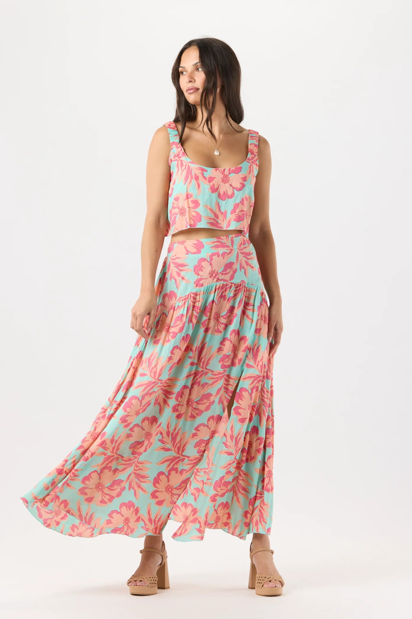 Crop top in colorful floral print
