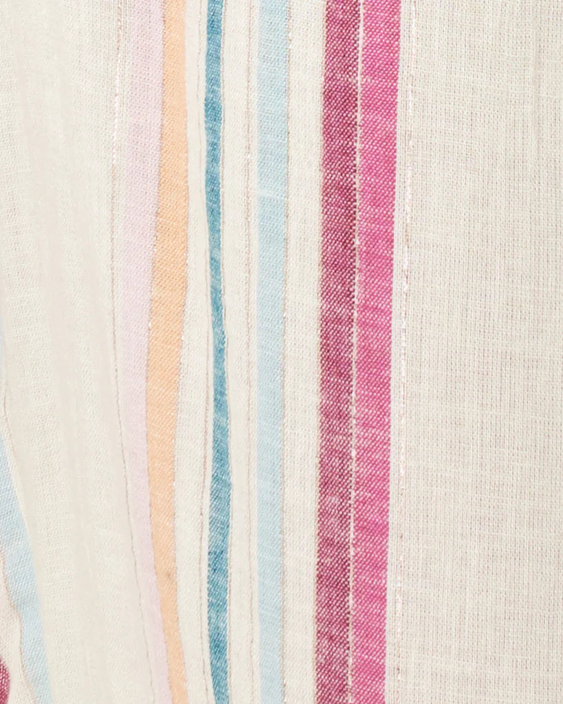 Striped Tie Front Plunging Top