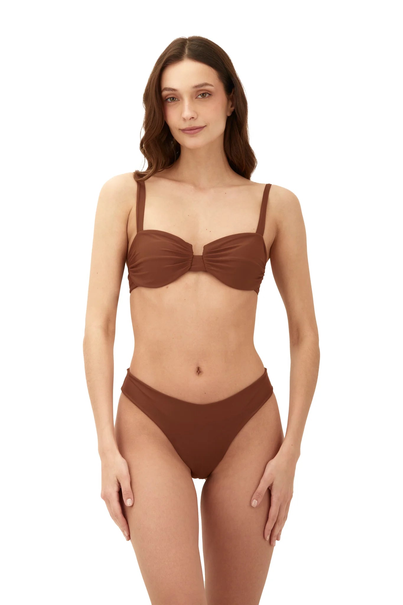 Underwire top with adjustable straps in brown