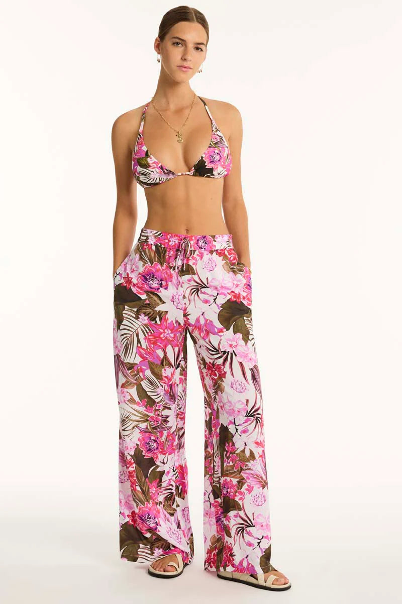 Floral print D cup adjustable triangle top