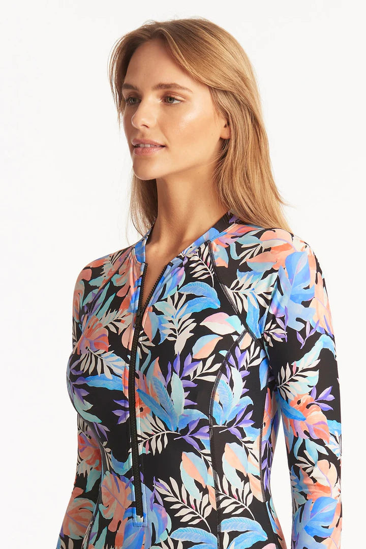 Colorful Print Long Sleeved One Piece