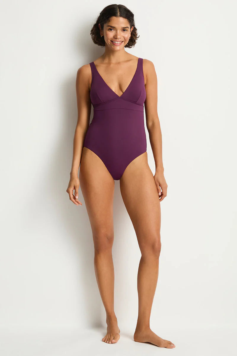V-neck one piece with back tie