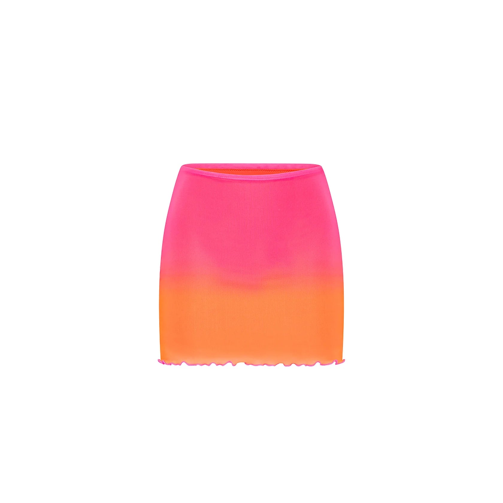 Mesh mini skirt in pink and orange