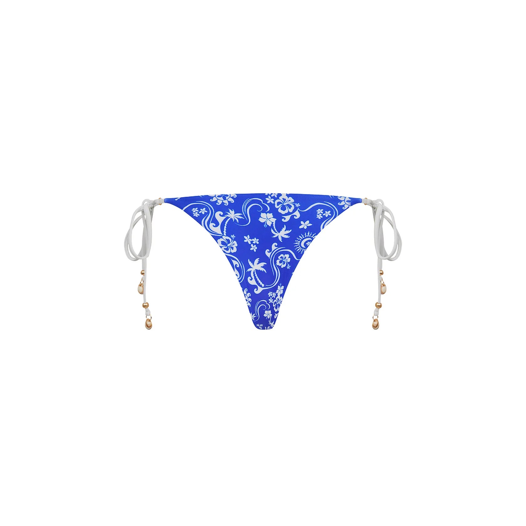 Blue printed bottoms with white tie sides