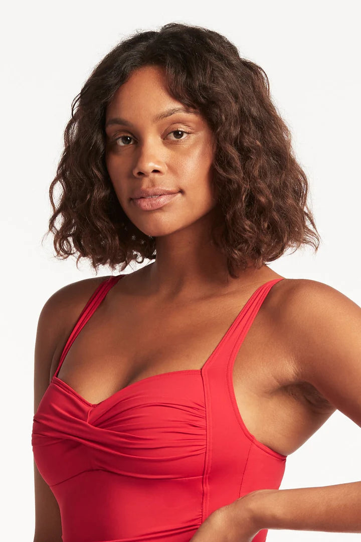 Red Twist Front One Piece