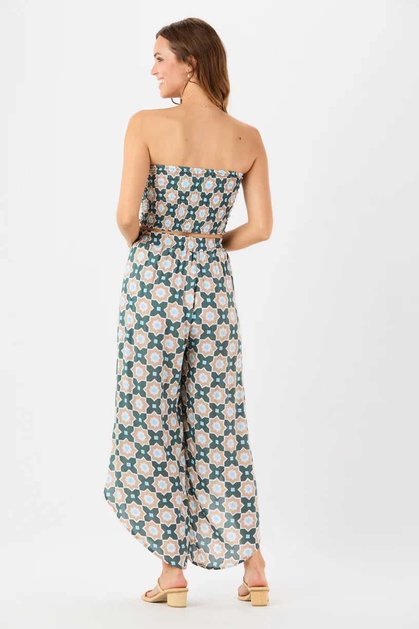 Sleeveless smocked crop top with ruching on the front