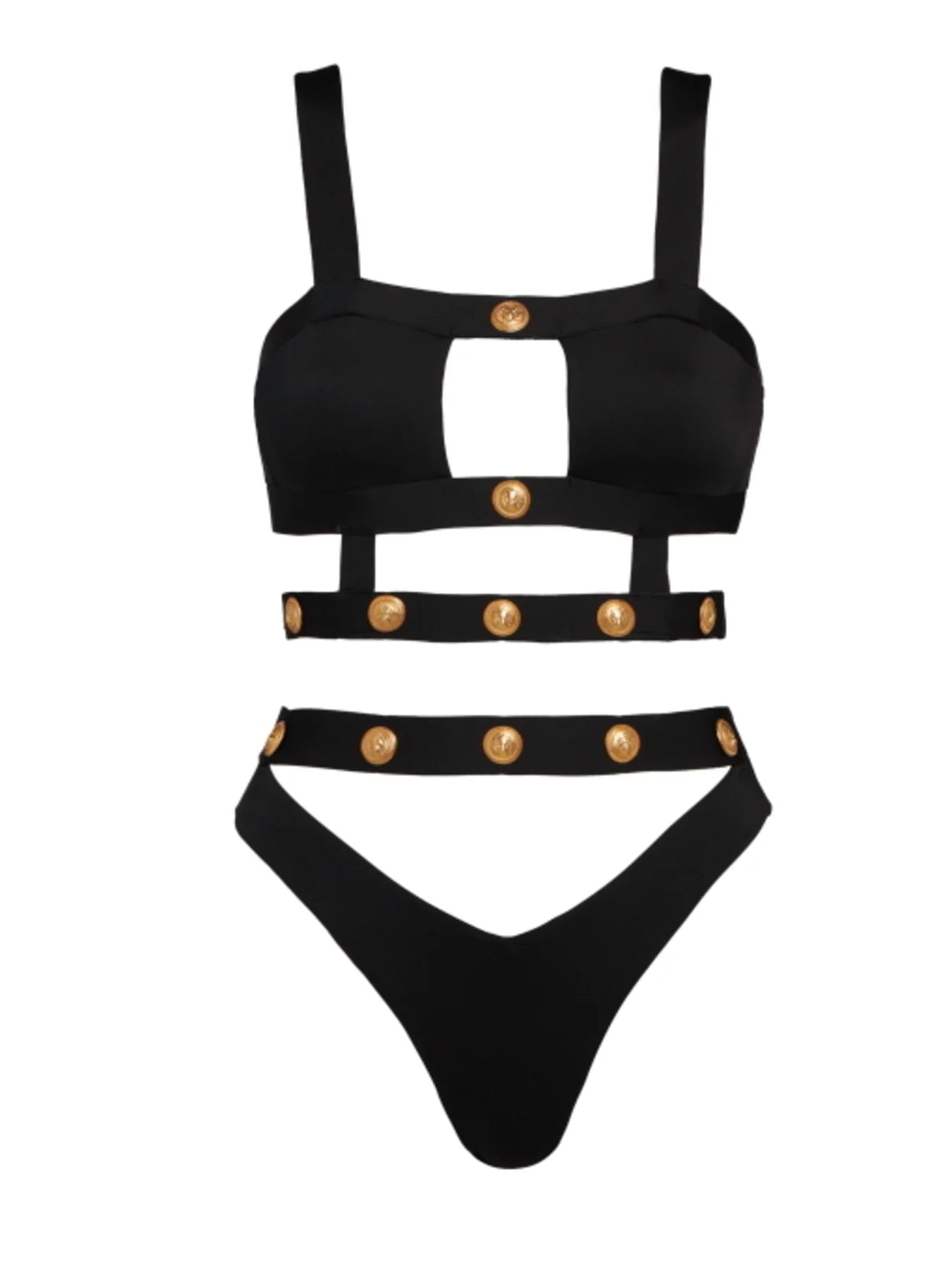 Lion Head Medallion Studded Cutout Bottom