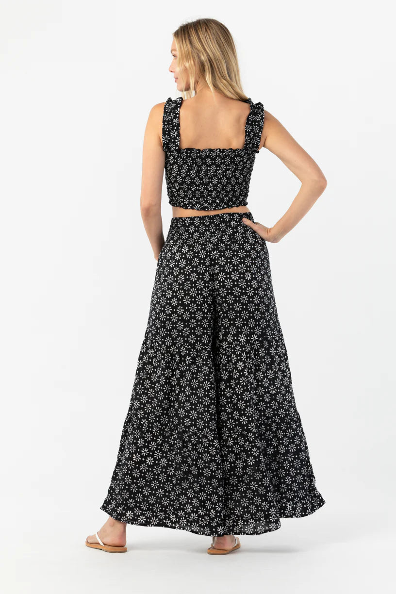 Ruffled sleeve smocked crop top