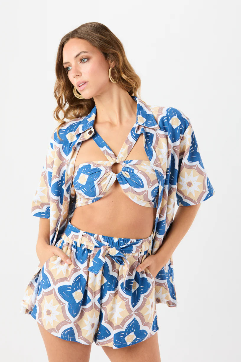 Ring Front Printed Top