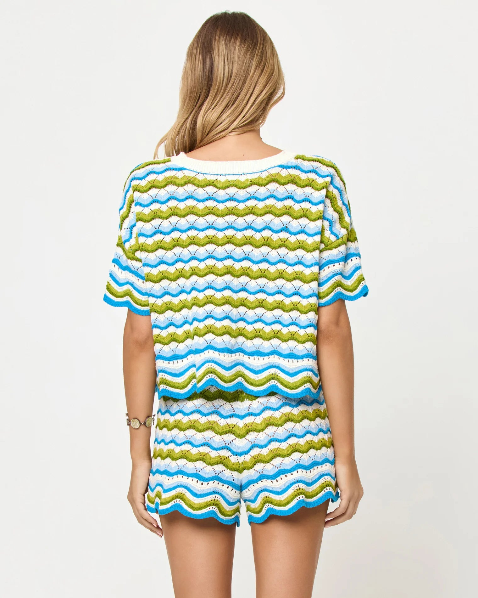 Multicolor striped crochet cotton crop top