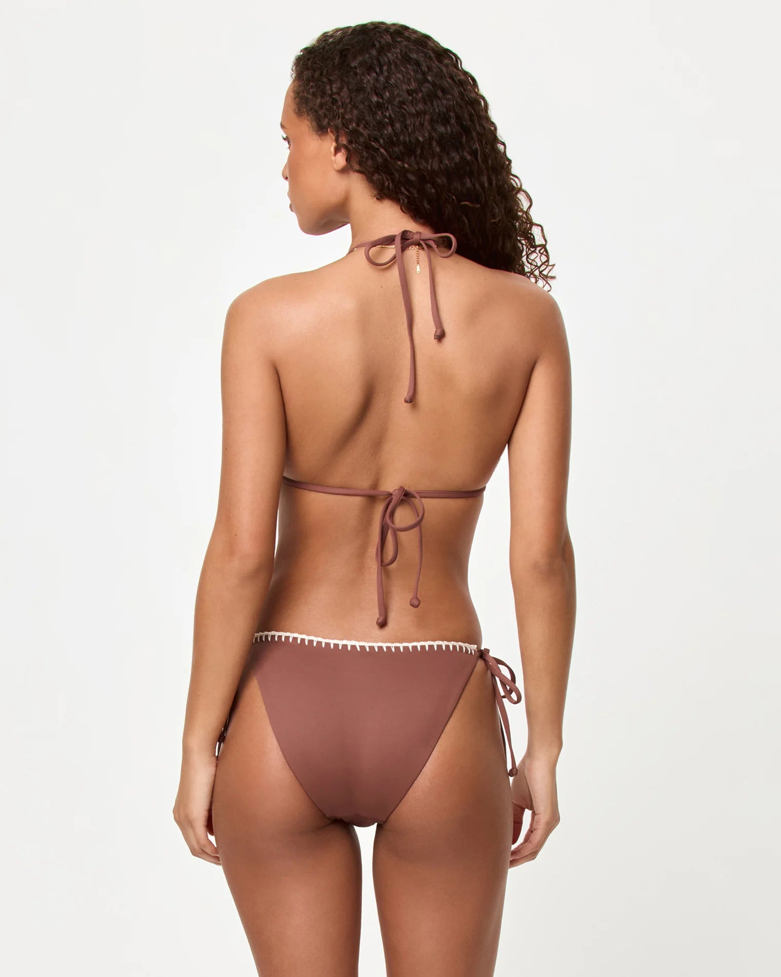 Brown tie side bikini bottom
