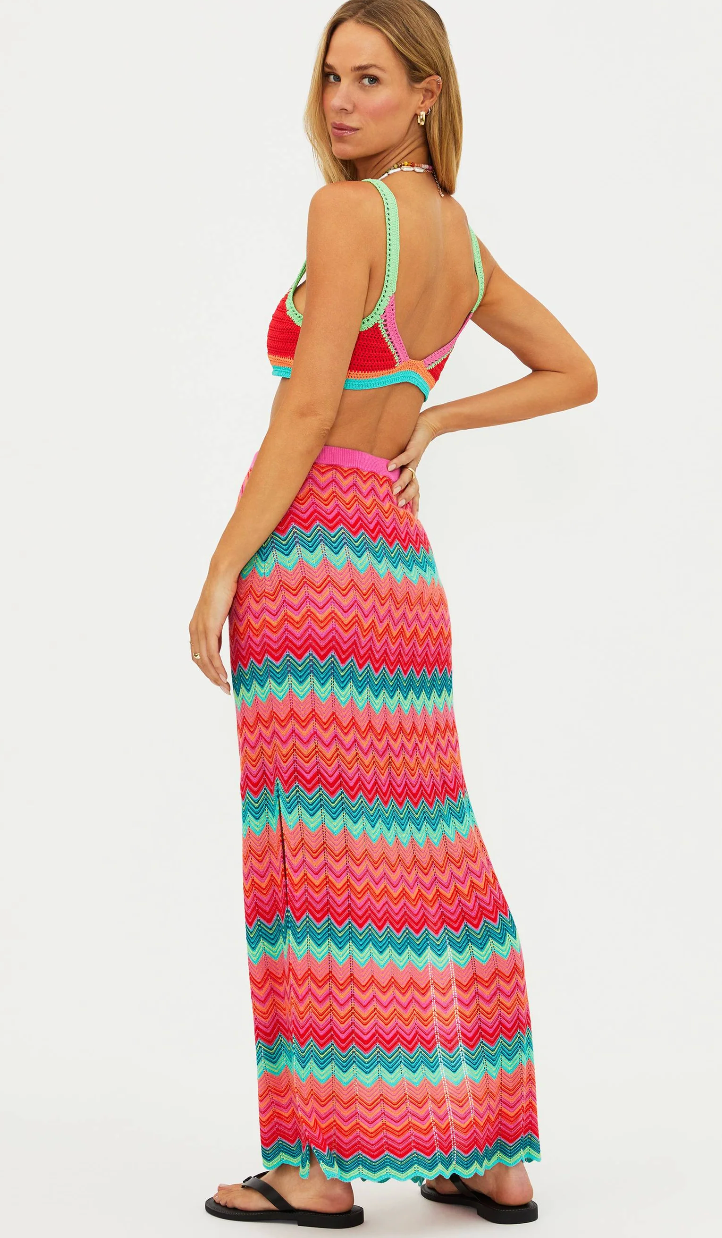 Long multicolor knit skirt