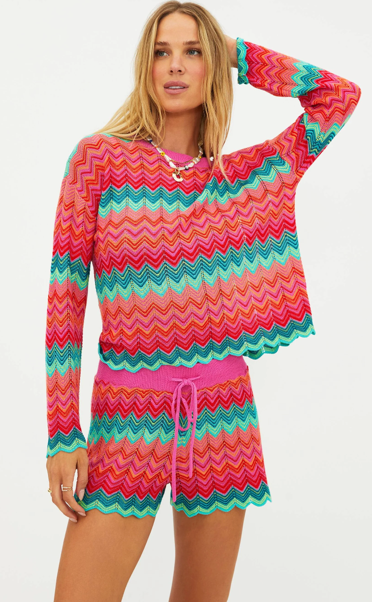 Drawstring knit shorts in multicolor