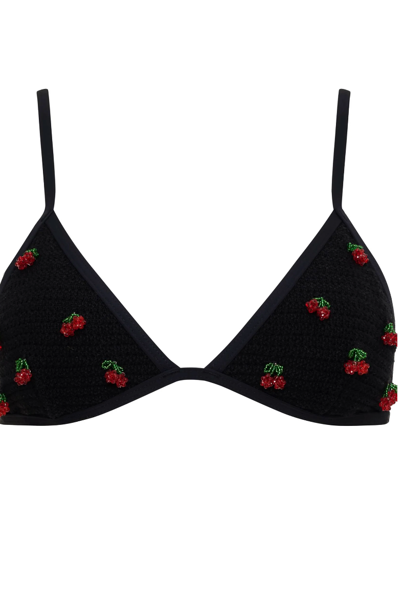 Fixed black triangle top with cherry beads