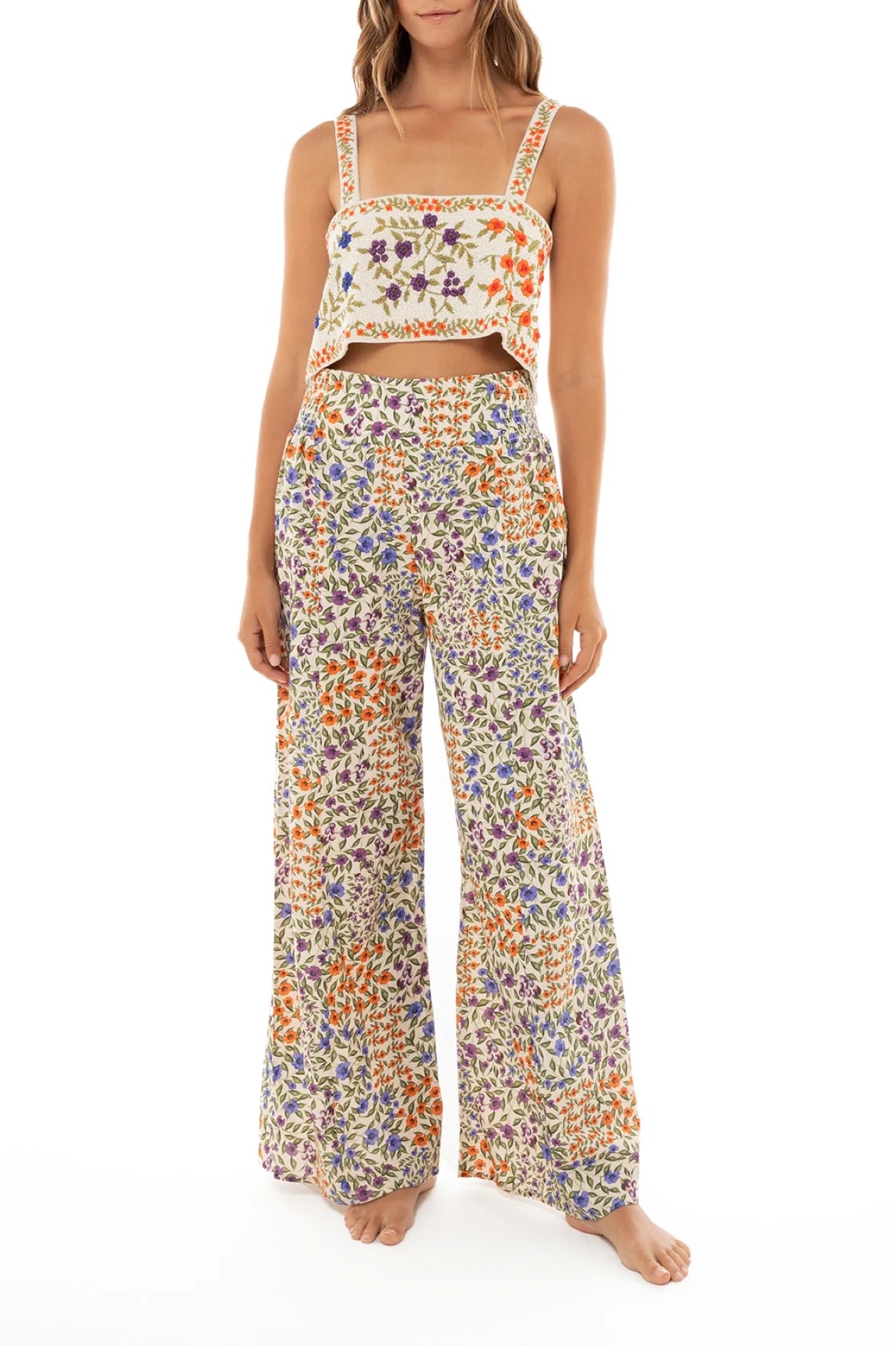 Wide Leg Floral Print Pants