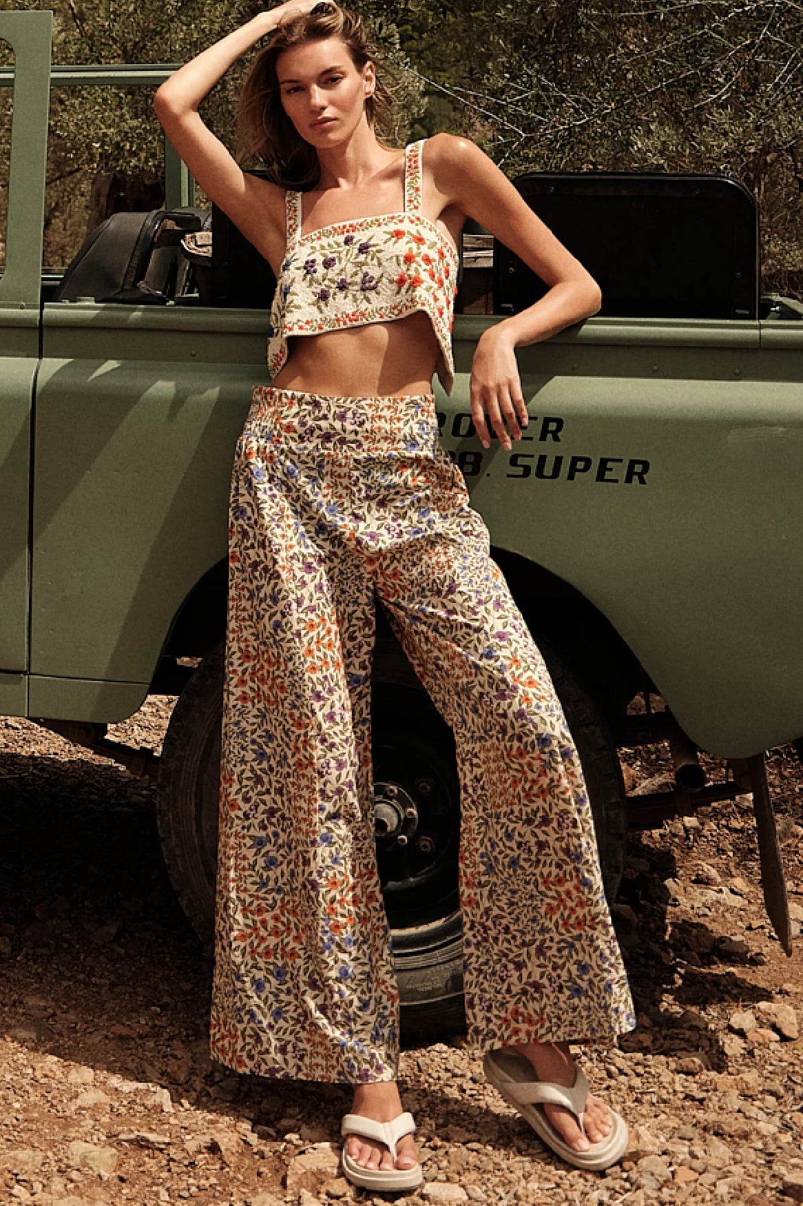 Wide Leg Floral Print Pants